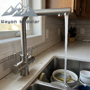 صنبور مطبخ وايون احترافي بفلتر ثلاثي المراحل من الفولاذ المقاوم للصدأ المصقول مع فوهة عالية - Product Image 3