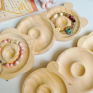 Wooden Jewelry Tray Beaded Display Plate Natural Wood Craft DIY Materials Office Hotel Restaurant Gift Use - Product Image 1