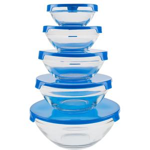 מעורב גדלים זכוכית מזון אחסון מכולות עם הצמד מכסים קינון זכוכית קערת סט עם מכסים - Product Image 1