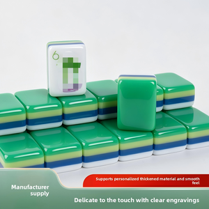 Tuiles de jeu de Mahjong en acrylique de luxe HIMORE, populaires et très vendues, anti-décoloration, gravées au laser, couleur vert herbe - Product Image 2