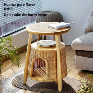 Style <span class=keywords><strong>scandinave</strong></span> bois massif indonésie rotin canapé japonais table d'appoint <span class=keywords><strong>petite</strong></span> table basse chat maison chat chenil chien maison - Product Image 1