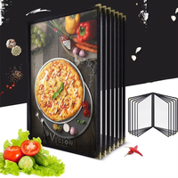 Couverture de menu en cuir PU A4, livre de menu de restaurant avec pochettes transparentes en PVC, dossier de menu personnalisé multi-pages pour café, bistrot, bar