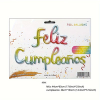 Ensemble de ballons en feuille de 16 pouces avec inscription Feliz Cumpleanos (Joyeux Anniversaire) pour les fournitures de fête d'anniversaire en espagnol