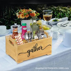 Wooden <b>Storage</b> <b>Box</b> For <b>Kitchen</b> Tableware Solid Wood With Handle Multi Purpose Organizer - Product Image 1
