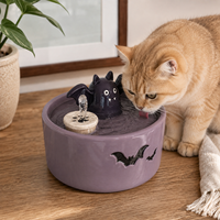 Fontaine à eau automatique en céramique noire pour animaux de compagnie, avec pompe silencieuse et filtre, pour chat, thème Halloween, pour la maison, intérieur, propre, sûre et saine, vente en gros