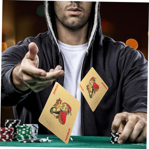 Kustom baru Poker plastik yang dipersonalisasi halus tahan air hitam kartu bermain berlapis emas tahan lama Poker papan permainan - Product Image 4