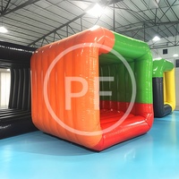 Permainan Flip It tiup untuk dewasa, permainan lari Bungee tiup persegi kedap udara untuk membangun tim
