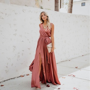 Robe de soirée décontractée en satin pour femme, style été, bretelles fines, couleur unie, sexy, pour club - Product Image 4