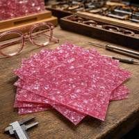 Pink Celluloid Sheet with Crinkled Texture Glossy Surface Vintage Style Raw Material for Guitar Picks and Decorative Inlays