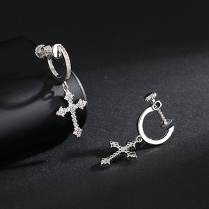 Cross Clip-On <b>Earrings</b> Zinc Alloy Prong Setting Party Fashion Jewelry - Product Image 2