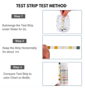 5 In1 alcalinité eau dureté totale <span class=keywords><strong>chlore</strong></span> libre 6.2-8.4 <span class=keywords><strong>ph</strong></span> bandelettes de test pour tester la qualité de l'eau du bain à remous de l'étang de piscine - Product Image 4