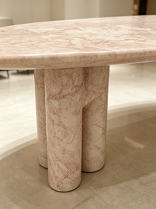 Mesa de Comedor Ovalada de Mármol para 2 Personas, Mesa de Comedor con Pedestal de Piedra Natural, Muebles de Diseño Moderno para Villa, Hotel, Apartamento - Product Image 4