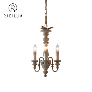Lustre Rétro en Bois et Métal Style Campagne Française, Lampe Suspendue Type Bougie pour Hall d'Entrée et Chambre, Design de Créateur, Vente en Gros, Projet Personnalisé - Product Image 1