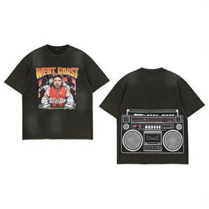 T-shirt <span class=keywords><strong>Hip</strong></span> <span class=keywords><strong>Hop</strong></span> West Coast da uomo, oversize, in cotone nero, stile retrò musicale - Product Image 3