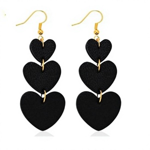 Vintage <b>Black</b> Heart Shape Hoop <b>Earrings</b> Gold Plated Trendy Premium Quality Acrylic Resin Women's Romantic Party Jewelry - Product Image 1