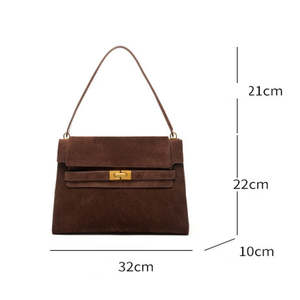 Bolso de hombro de mujer personalizado de moda retro, de cuero de gamuza esmerilado de alta calidad. - Product Image 4