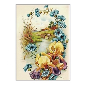 Kit complet de broderie points de croix, simple, vente en gros, usine chinoise, broderie de fleurs, point de croix - Product Image 1
