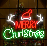 Panneau lumineux LED néon rétroéclairé Joyeux Noël, décoration de fenêtre pour chien, utilisation intérieure/extérieure, étanche IPX4, publicitaire