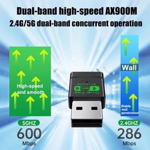 Wifi 6 USB Wifi Dongle Dual Band 2.4G & 5Ghz miễn phí điều khiển 2 trong 1 BT 5.4 Wifi Receiver 900Mbps mạng không dây Card Adapter - Product Image 6