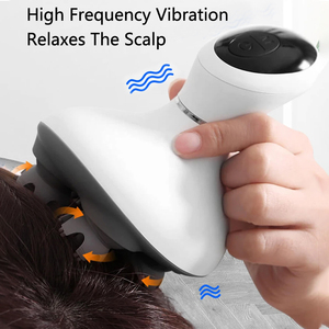 ポータブル電動自動シリコン製丸型ハンドヘルドヘア頭皮マッサージ器USBカスタムロゴヘッドマッサージャー揉み機能付き - Product Image 2