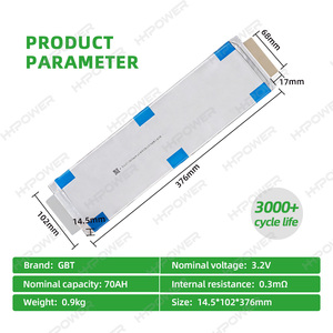 แบตเตอรี่ลิเธียม LFP HHPOWER PL72174207 GBT 3.7V 70Ah Cell 16C Discharge 4000 รอบการใช้งาน สำหรับพลังงานแสงอาทิตย์ รถ EV สกู๊ตเตอร์ - Product Image 2