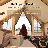 Kabin Portabel Luar Ruangan Anti Air 3000mm+ dari Kain Oxford Lapis Ganda 12m² yang Dapat Disesuaikan, Dua Kamar Tidur, Ruang Tamu