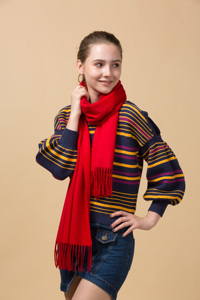 Wholesale Customized Long Merino Wool Cashmere Women's Winter <b>Scarf</b> Shawl Breathable ODM Soft for Travel Daily Use - Product Image 2