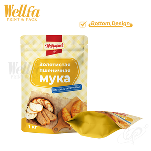 كيس تغليف من رقائق الألومنيوم مخصص سعة 1 كجم، عالي الحاجز، صالح للطعام، لتعبئة الحبوب ودقيق القمح، كيس مايلر قابل لإعادة الإغلاق بسحاب وقاعدة ثابتة - Product Image 2