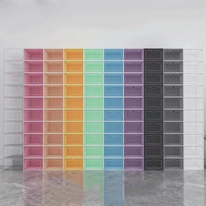 Caja de zapatos gruesa grande transparente a prueba de polvo y humedad <span class=keywords><strong>para</strong></span> almacenar zapatos con cajón abatible estilo Zapatero - Product Image 4