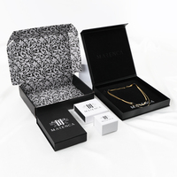 Noir et blanc magnétique fanxi carton papier collier bijoux emballage boîtes de luxe avec logo personnalisé