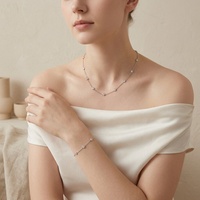 Bracelet et Collier Charme Moissanite 0,3 ct 4 mm en Argent Sterling 925 Classique à Sertissage Bezel, Vente Chaude pour Femme