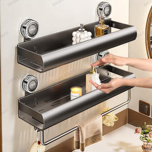 Estante de baño Liteng de doble capa con ventosa, barra para toallas y ganchos para almacenamiento en el lavabo - Product Image 5