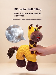 Large Dog Chew Toy Teething Durable Rubber <b>Plush</b> Novelty Cartoon Cute Giraffe Design Sound-Making Self-Entertaining Features - Product Image 4