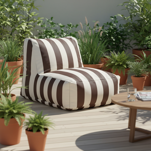 Chaise d'extérieur moderne à rayures en forme de L avec <span class=keywords><strong>coussin</strong></span> de siège pour adulte avec revêtement amovible en toile tissu - Product Image 3