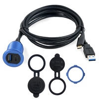 Prise USB AUX étanche avec LED, montage encastré, câble d'extension USB-C 3,5 mm, chargeur USB pour tableau de bord de voiture, coque en alliage d'aluminium