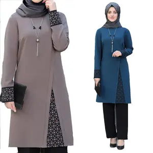 Комплекты из двух предметов, топ и брюки для женщин, мусульманская индейка, абайя, с разрезом, марокканский кафтан, Исламская одежда, комплекты одежды