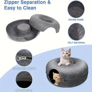 Accogliente a due piani in feltro di gatto ciambella Tunnel letto modello solido all'ingrosso giocattolo di addestramento per cani <span class=keywords><strong>e</strong></span> gatti - Product Image 4