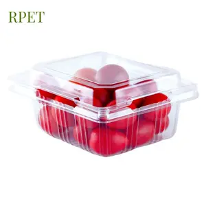 Recycling 250Ml 500Ml Clamshell Fruit Kersen Aardbei Bosbessencontainer Transparante Wegwerp Plastic Rpet Punnets Met Deksel