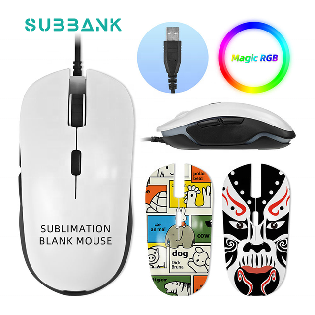 Subbank Eco-Friendly Custom Sublimation Mouse Case with RGB Backlit Wired Design for Gamers-Ergonomic Plastic Construction