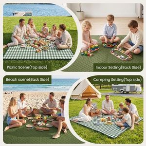 2 in 1 Bag Combo Waterproof Foldable Outdoor Large <b>Beach</b> Mat Travel Picnic <b>Blanket</b> for Family - Product Image 3