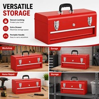 Boîte à outils en métal avec plusieurs tiroirs et poignée latérale, coffre à outils portable en acier avec serrure et clé pour garage et atelier
