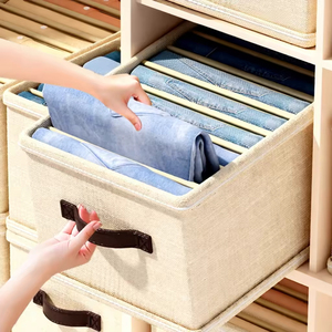 Clothing Organizer Pants <b>Storage</b> Box Rectangle Fabric Home Wardrobe Organizer With Handles And Compartments For <b>Clothes</b> <b>Storage</b> - Product Image 3