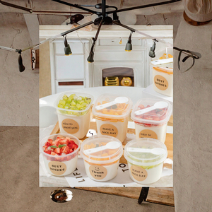 Cổ Nhựa Bánh Hộp Cho Sữa Chua Kem Thạch Bánh Món Tráng Miệng Dùng Một Lần PP Cốc Nhựa Nắp Muỗng Cho Thực Phẩm Sử Dụng - Product Image 2