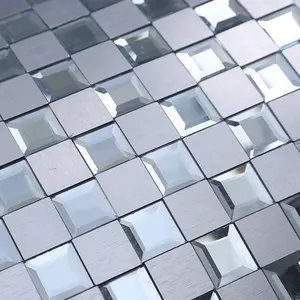 Peel And Stick Wall Tile Modern Home Decoration Wall Aluminum Plastic Mixed Mirror Glass Mosaic For Backsplash Decoration