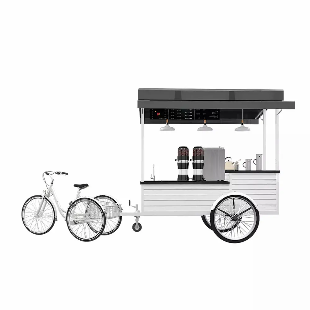 Nouveau chariot à café électrique en bois avec pédales, vélo blanc