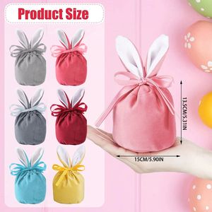 Bolsas de terciopelo para conejito de Pascua, bolsas para envolver regalos de dulces con orejas de conejo para Pascua, cumpleaños, Baby Shower, favores de fiesta - Product Image 3