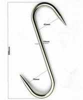 Crochet simple en S pour abattoir, pour chambre froide, en acier inoxydable, type S, pour boucher, crochets de suspension pour viande, épaisseur 10 mm