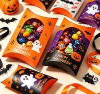 Boîte à friandises en forme de coussin pour Halloween, impression couleur, mini-boîte en papier pour chocolats et bonbons