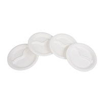 Assiette de bagasse de canne à sucre jetable biodégradable de haute qualité 100% assiettes de bagasse rondes à 2 compartiments