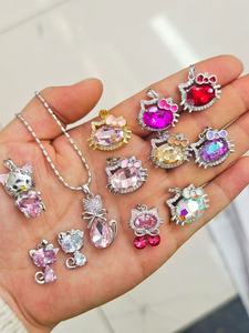 Liontin Kucing Kecil Berlapis Emas <span class=keywords><strong>Custom</strong></span> dengan Batu CZ, Aksesoris Hewan Kartun untuk Kalung, Grosir Perhiasan - Product Image 4